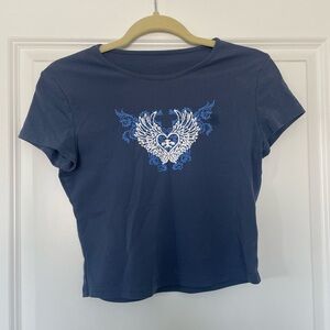 y2k cropped blue baby tee